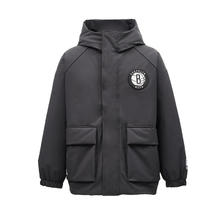 杰克琼斯 冬季潮流宽松百搭连帽加厚羽绒服 E44黑砂色