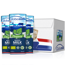 荷高（Globemilk）荷兰原装进口3.7g优乳蛋白有机全脂纯牛奶200ml*24营养草饲高钙