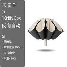 天堂伞 反向自动伞 全自动三折伞 UPF50+ 黑胶伞 1#甘酪白