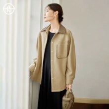 17号10点：对白 冬装撞色女式短款大衣外套