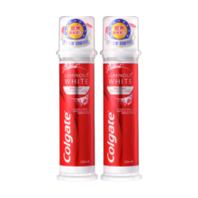 高露洁（Colgate）【孙颖莎推荐】欧洲进口耀白去渍直立按压泵式美白牙膏100ml*2
