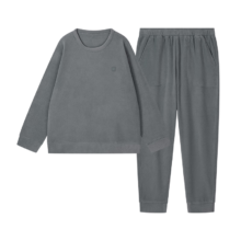 plus会员：京东京造 加绒加厚抑菌男式家居服男套装 鲨鱼灰L