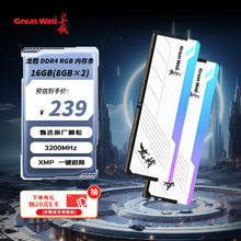 长城 16GB（8GB×2） DDR4 3200频率 台式机内存条马甲条RGB灯条 龙戟系列