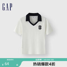 Gap 女装2024夏季新款高弹撞色翻领短袖polo领简约百搭女友T465266