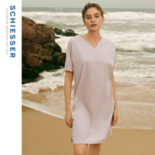 SCHIESSER 舒雅 25年春夏新品 女士莱赛尔棉柔软V领中袖家居睡裙  E1-24727D