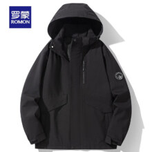 罗蒙（ROMON）男女同款户外运动冲锋外套防风夹克外套登山服可拆卸帽时尚夹克