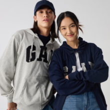 2025春季新款！Gap男女装 字母logo拉链连帽卫衣
