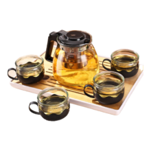 一壶四杯茶壶套装 带滤网耐高温茶具 1000ml壶+4只莲花杯