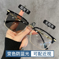 慕楚 MuChu 1.60防蓝光变灰镜片（颜色备注）+热销潮流时尚框型
