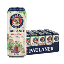 Paulaner（保拉纳） 进口德国啤酒 柏龙白啤听装 年货送礼 500mL 24罐