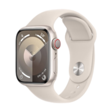 Apple/苹果 Watch Series 9 智能手表GPS+蜂窝款41毫米星光色铝金属表壳星光色运动型表带S/M MRJE3CH/A