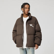 ROCAWEAR 男女同款秋冬毛织肌理刺绣落肩宽松立领保暖羽绒服