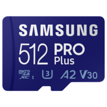 三星（SAMSUNG）512GB TF MicroSD 内存卡 4K高速蓝卡 U3A2V30 读速180MB/s 游戏机无人机运动相机存储卡 PRO Plus