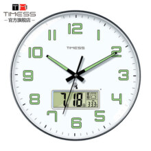 TIMESS夜光电波钟表挂钟客厅家用时尚2025新款挂墙静音电子钟大气