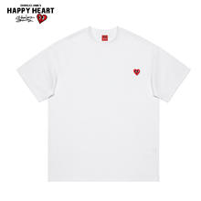 查尔斯桃心 CHARLES JANG'S HAPPY HEART 短袖t恤男2024年夏季纯棉重磅圆领套头爱心刺绣无性别