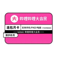 【月卡12元】B站大会员月卡 官方直充 哔哩哔哩大会员1个月连包