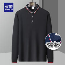 罗蒙 长袖t恤男2025春季新款翻领Polo中青年商务休闲纯色百搭上衣 黑色 2XL 185(建议150-165斤)