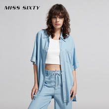 MISS SIXTY 天丝牛仔衬衫短袖上衣女复古浅蓝显瘦百搭薄款外搭