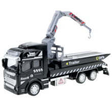 凌速合金车仿真模型玩具车 1:48回力军事工程车  火箭运输车 清障平板拖车6605-2