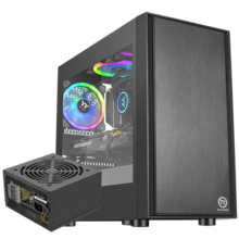 Thermaltake（Tt）启航者F1 机箱电源套装台式机电脑主机（含500W电源/支持M-ATX主板/支持背线/大侧透/U3）