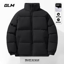 GLM 立领棉衣男生冬季加厚保暖潮牌百搭棉服休闲宽松面包服 黑#GL纯色 3XL