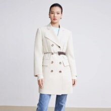 LILY商务时装 商场同款春季款风衣外套商务通勤双排扣挺阔修身西装式外套