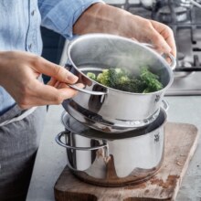 WMF福腾宝蒸锅 不锈钢汤蒸锅复底汤锅多用锅具泡面锅 电磁炉燃气通用 Astoria系列蒸锅 2层 24cm