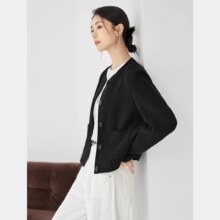 对白 女式 短款圆领外套