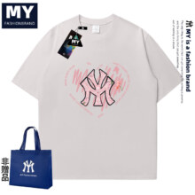 MY联名夏季新款时尚百搭潮流印花户外运动情侣同款短袖 海鸥灰 S