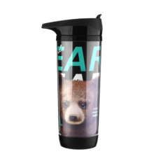 artiart大容量便携水杯运动杯双层隔热防烫随行杯不倒杯带盖diy可换插纸 海鸥-黑色