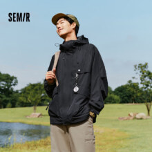 20点：Semir 森马 三防 户外宽松连帽夹克 插肩袖大口袋工装