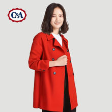 C&A 女士毛呢外套 红色 L