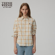 20点开始：Teenie Weenie 小熊 春季简约户外格纹长袖衬衫 卡其色