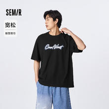 森马 短袖T恤男夏季字母印花款上衣 黑色90001 155/76A/XXS