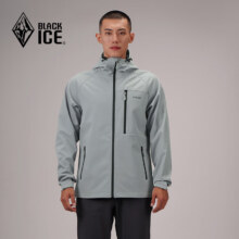 京东百亿补贴：BLACKICE 男士户外登山徒步防风保暖连帽软壳衣 灰色