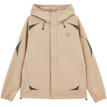 杰克·琼斯（JACK&JONES）时尚百搭隐藏口袋户外连帽外套反光胶印防泼水夹克男装224321040 E11沙棕色 E11沙棕色