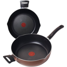 特福（Tefal） 家用深煎锅 红点不粘锅加深平底锅炒菜锅少油烟电磁炉燃气灶通用 G14366 深煎锅 28cm
