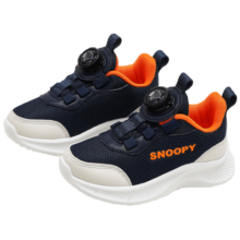 SNOOPY史努比童鞋男童鞋春秋新款儿童跑步鞋旋转扣鞋青少年休闲网面女鞋 810网布深蓝/米（春秋款） 30 码适合脚长17.9-18.4cm