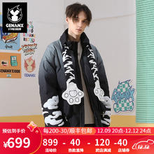 闪电潮牌 GENANX 鸭绒保暖羽绒服外套立领宽松休闲潮流保暖 黑灰色 L