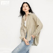 对白 2025春装 复古休闲设计感 宽松女式 长袖衬衫