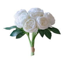 掬涵 仿真玫瑰花 白色 25cm