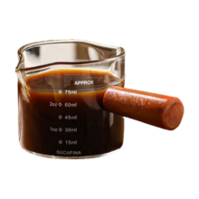 再降价：玻璃带刻度带木手柄奶杯咖啡杯*2件