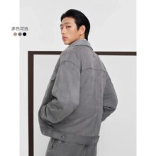 GXG 春秋热卖GXG休闲拼接pu皮仿麂皮夹克男宽松潮搭夹克外套