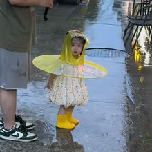 允玳 小黄鸭系列 儿童飞碟雨衣帽 斗篷式雨披 均码 适合身高90-125cm