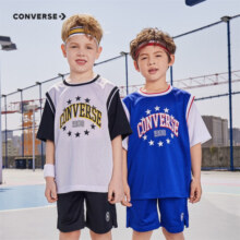 Converse匡威儿童运动套装男童T恤短袖短裤夏季薄款2件套中大童夏装篮球服 马扎兰 110 /52 【建议身高98-104cm】