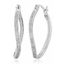 自营vir jewels1/4 克拉钻石圈形耳环 0.925 纯银镀铑 1 英寸 【