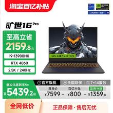 机械革命 旷世16 Pro游戏本 灰色（酷睿i9-13900HX、RTX 4060 8G、16GB、1TB SSD、2.5K）