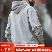 马登 美式复古连帽休闲长袖卫衣男vintage阿美咔叽纯色帽衫外套 灰色 2XL