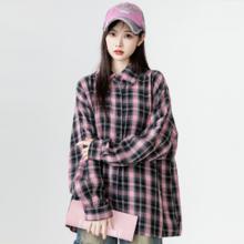 棉锦印象 宽松韩版格子衬衣