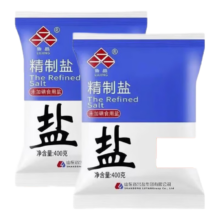鲁晶精制盐加碘未加碘盐400g*2袋